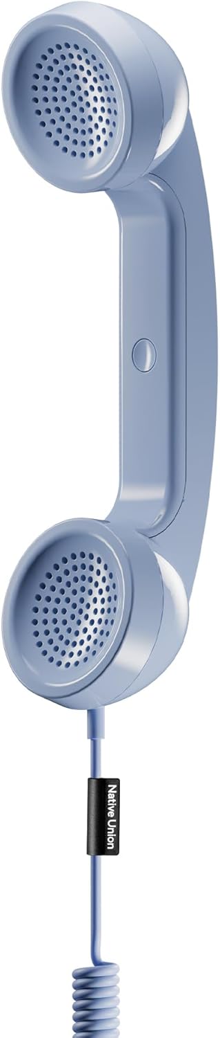 Native Union | POP Phone Retro Telephone Handset with Mic & Speaker, USB-C for iPhone, iPad, Laptop, Tablet - Azur | POP-P-AZR
