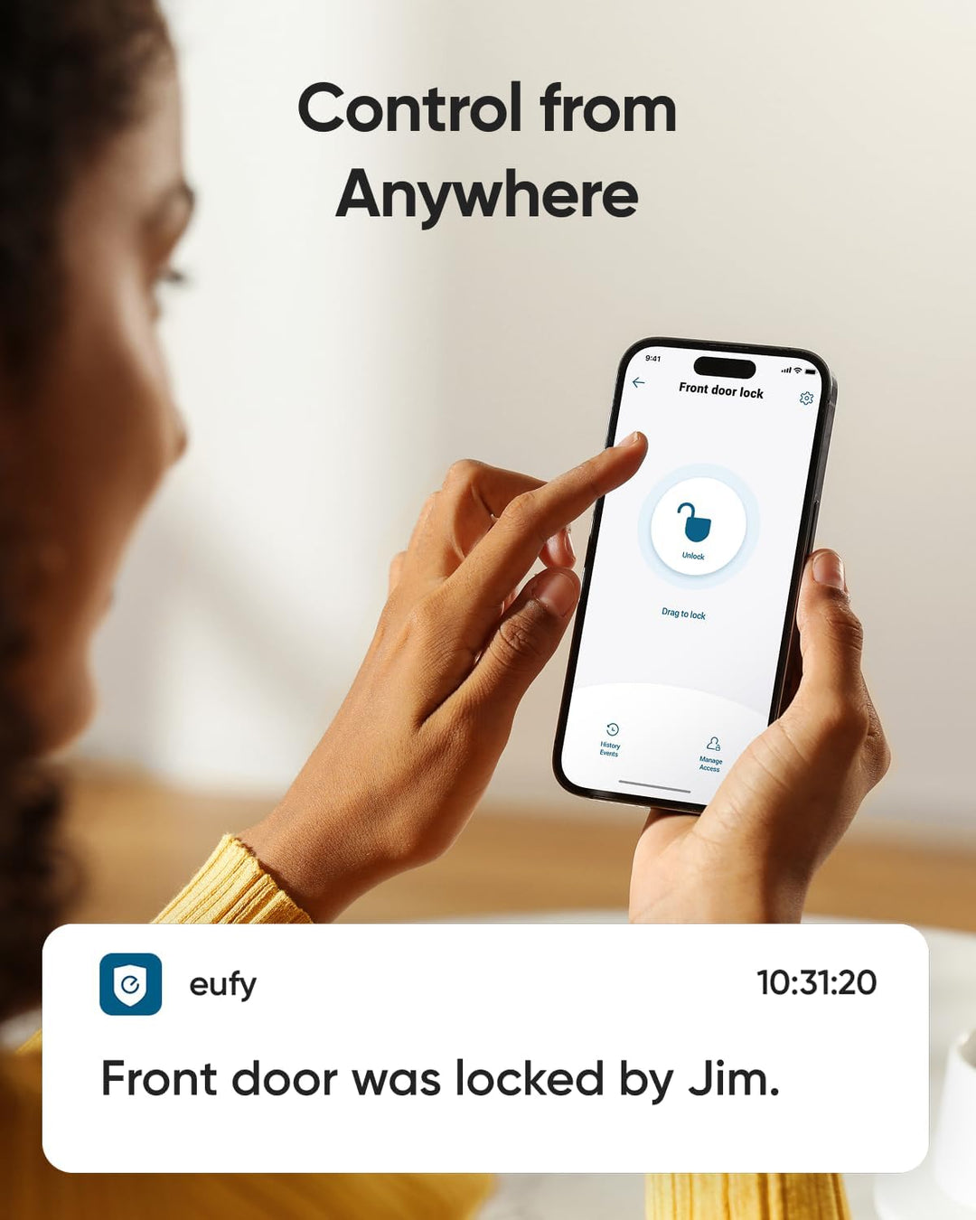 eufy | C220 Fingerprint Keyless Entry Wi-Fi Bluetooth Smart Lock with Keypad & Key - Black | T8506115