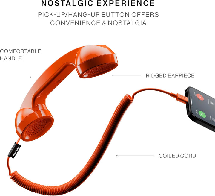 Native Union | POP Phone Retro Telephone Handset with Mic & Speaker, USB-C for iPhone, iPad, Laptop, Tablet - Alarm Red | POP-P-ARD