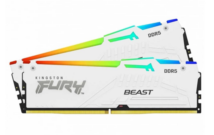 Kingston | RAM Fury Beast White RGB 64GB (2x32GB) 6000MT/s CL36 DDR5 Expo DIMM | Infrared Syncing | Fury CTRL Software | Overclocking | Plug N Play | AMD Expo | Kit of 2 | KF560C36BWEAK2-64
