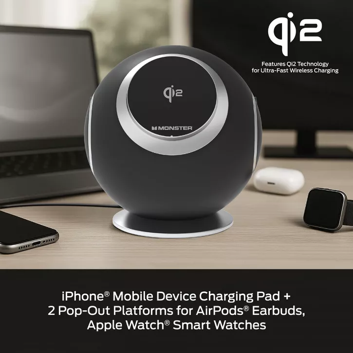 Monster | Desktop Wireless Charging Sphere 10-IN-1 - Black | MWS8-1010-BLK