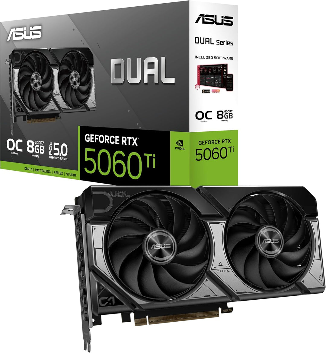 ASUS | Video Card GeForce RTX 5060 Ti 8GB GDDR7 OC 128B Retail | DUAL-RTX5060TI-O8GB