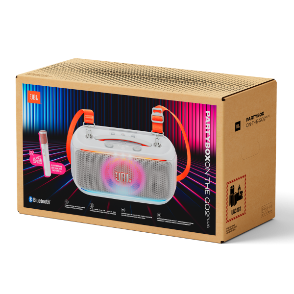 JBL | Partybox On-the-Go 2 Portable Party Speaker - White | JBLPBOTG2PLWAM