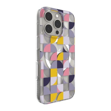 ZAGG | Milan Graphene Snap Case iPhone 16 Pro - Pink /Grey Geometric | 15-13426