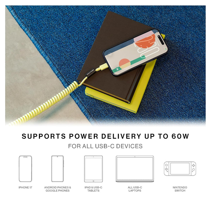 Native Union | Pop Cable XL USB-C to USB-C 7.9ft / 2.4M / 60W - Sandstone | POP-C-XL-BLK