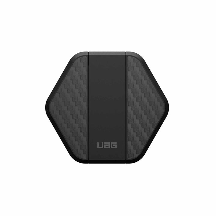 UAG | Rugged Wireless 15W MagSafe Charging Pad w/ Kickstand & 4ft USB-C Cable - Black/Carbon Fibre | 109-1578
