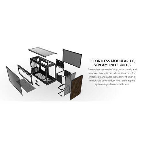 Lian-LI | CS Front Panel Mini Tower MicroATX Chassis - Black Wood | A3-MATX-WD BLACK
