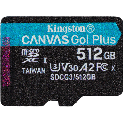 Kingston | 512GB microSDXC Canvas Go Plus 170R A2 U3 V30 Card+ADP | SDCG3/512GB
