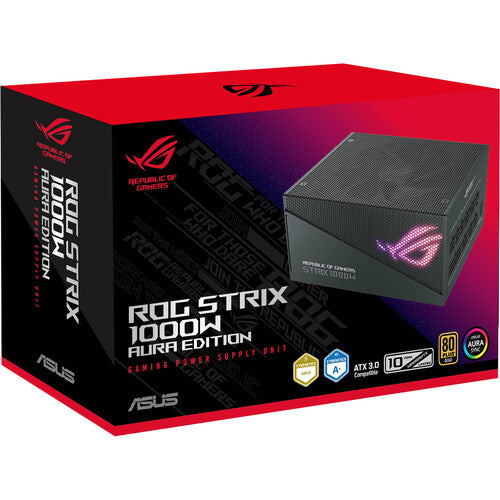 ASUS |  ROG STRIX Gold Aura Edition Modular Power Supply 1000W - Black | ROG-STRIX-1000G-AURA