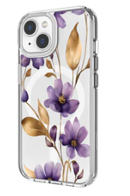 Caseco | iPhone 13/14/15 - Clear Design Case - Purple Wildflower | ED24B1-00FX