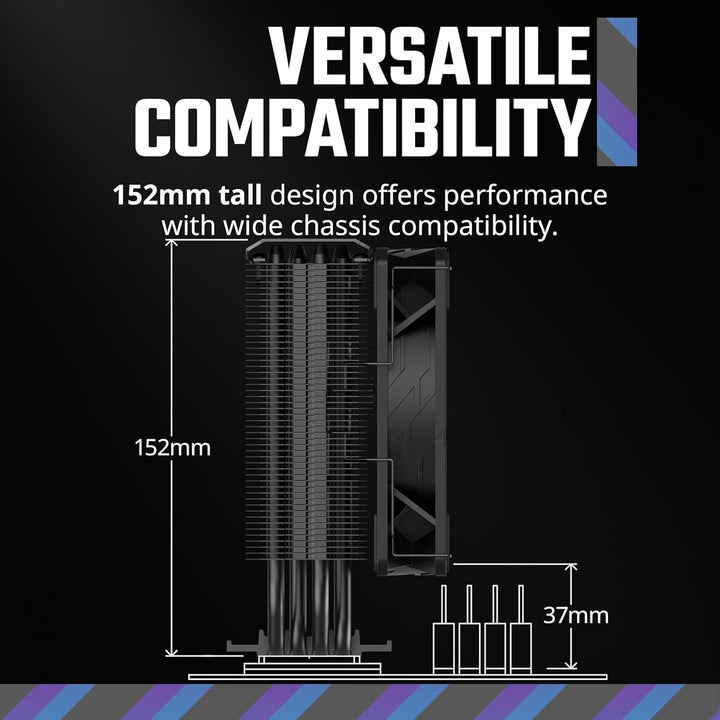 Cooler Master | Hyper 212 CPU Cooler w/ 120mm Sickleflow Fan CRYOFUZE Thermal Paste - Black Edition | RR-S4KK-25SN-R1