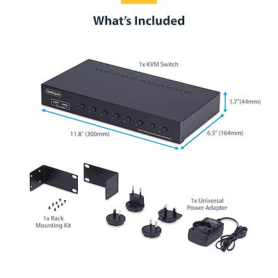 Startech | DisplayPort KVM Switch with 1U Rack Mount Kit 8-Port 4K | R8AD122-KVM-SWITCH