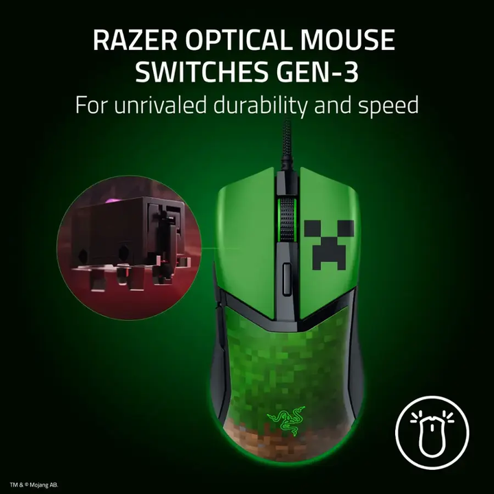 Razer | Cobra Lightweight Optical Gaming Mouse with Chroma RGB Lighting Wired - Minecraft Edition | RZ01-04650200-R3M1
