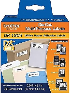 Brother |  Labelmaker Die-Cut Multipurpose Labels, 2-1/8 x 2/3, White Paper | DK1204