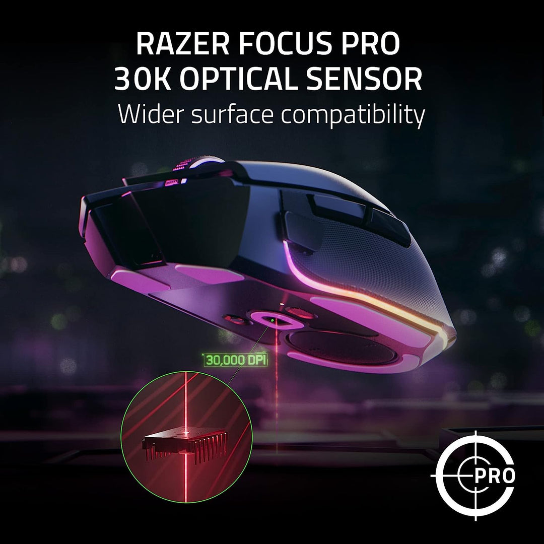 Razer | Basilisk V3 Pro Customizable 30K Optical Wireless Gaming Mouse - Chroma RGB - Black | RZ01-04620100-R3U1