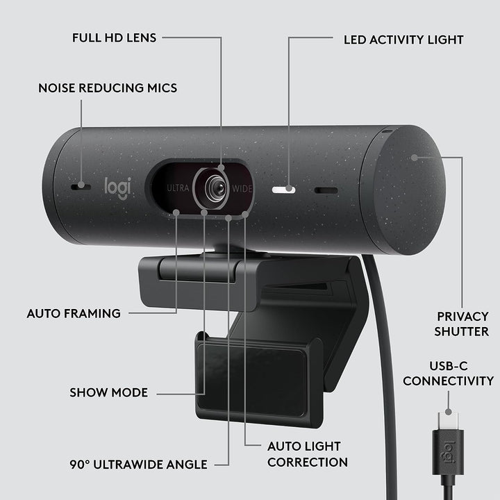 //// Logitech | Brio 505 Ultra Wide Webcam USB-C HD/ 1080p 30 fps| 960-001411