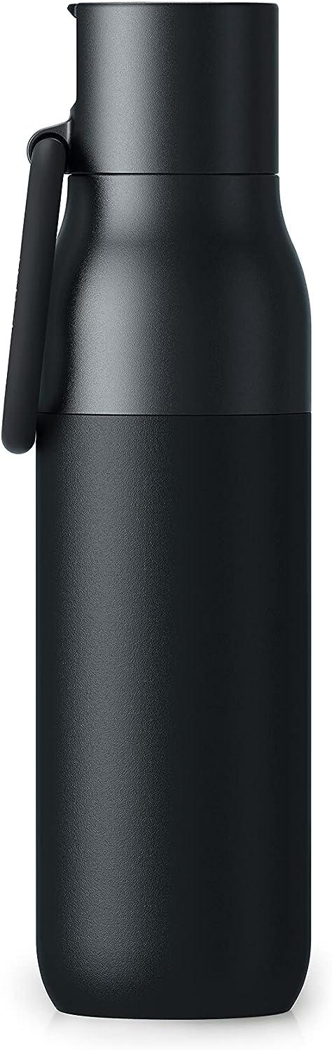Larq | Filtered 500ml (17 oz.) Insulated Stainless Steel Water Bottle with Flip Top - Obsidian Black | BFDOB050A