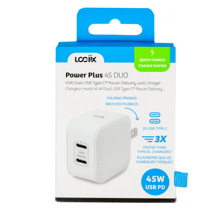LOGiiX | Power Plus Duo Wall Charger USB-C 45W- White | LGX-13500