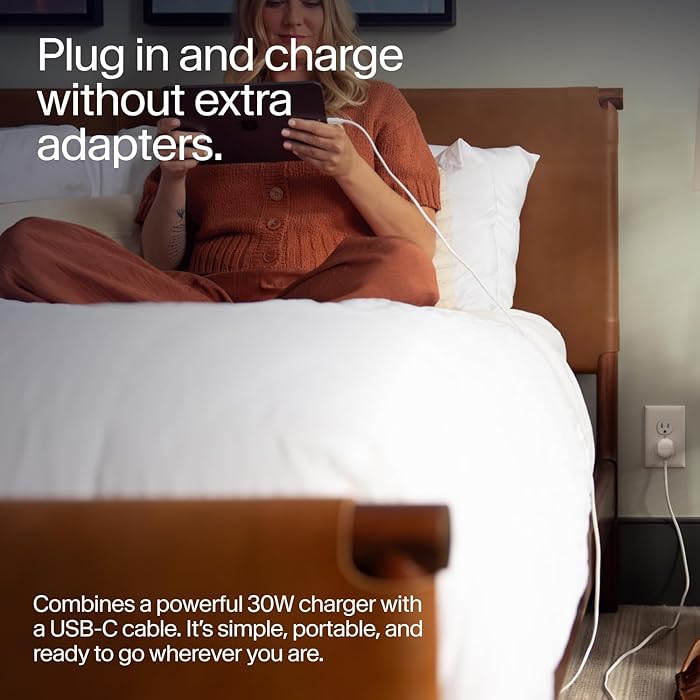 Twelve South | Power Cord Wall Adapter with Built-In Cable 10FT- White/Dune | TS-2549