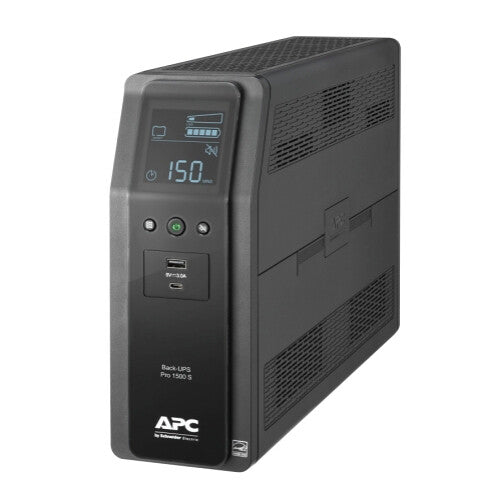APC | Schneider UPS Back Up Pro 1500VA Sinewave 10 Outlet 2 USB Charging Ports AVR LCD | BR1500MS2