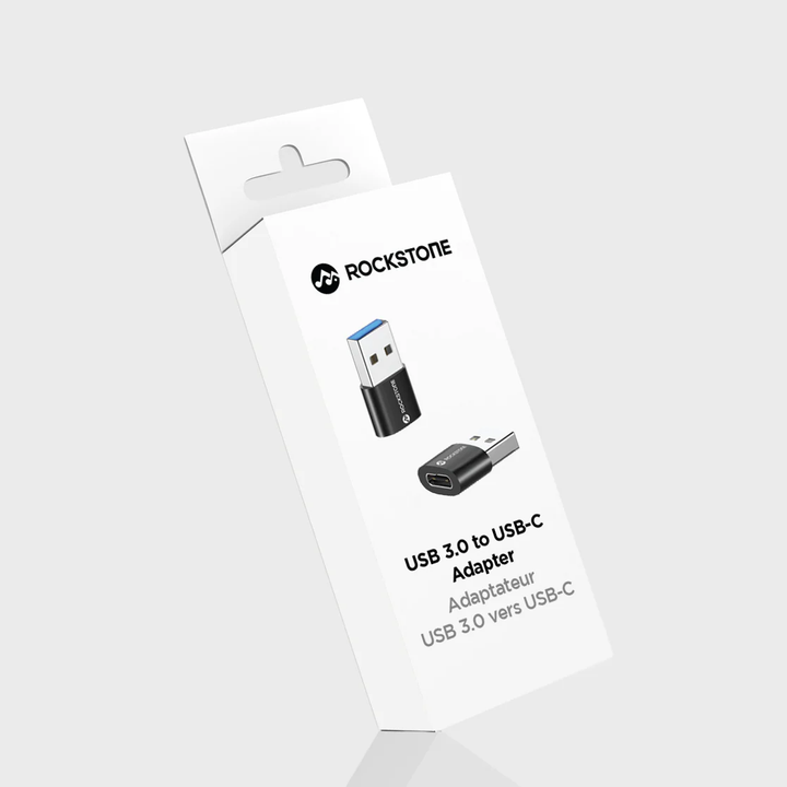//// Rockstone | USB-A 3.0 Male to USB-C Female Adapter - Black | R1317-01