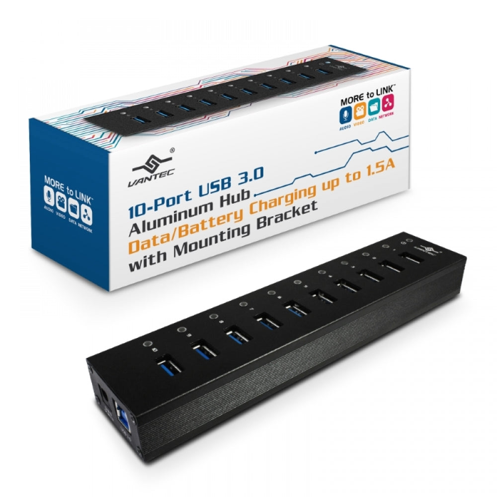 SO Vantec | 10-Port USB 3.0 Aluminum ALL Data/charging Hub | UGT-AH110U3-BK