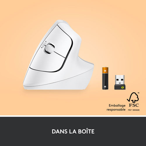 Logitech | Lift Vertical Ergonomic Mouse - Right Handed - White | 910-006469