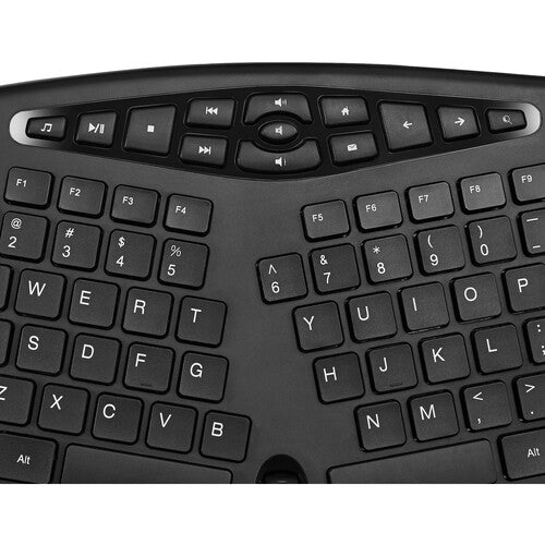 Adesso | Slim Multimedia Wired USB-A Split Ergonomic Low-Profile Keyboard | AKB-160UB