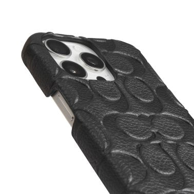 Coach | Leather Slim Wrap Signature C Case iPhone 15 Pro Max - Black Emboss | 15-12461