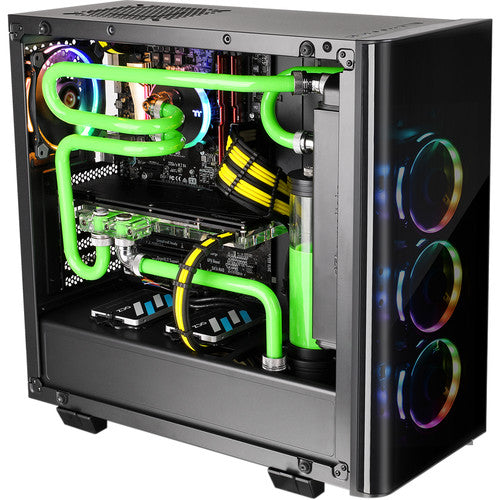 Thermaltake | View 21 Dual Tempered Glass ATX Black Gaming Mid Tower Computer Case | CA-1I3-00M1WN-00