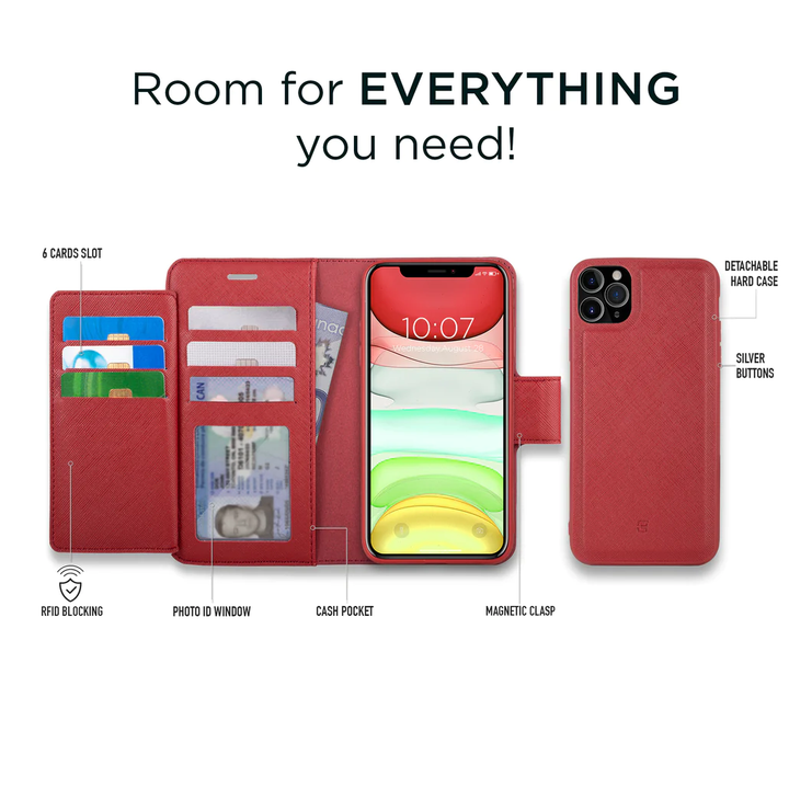 Caseco | Sunset Blvd 2-in-1 RFID Blocking Folio Case iPhone 11 Pro Max - Red | C3509-03