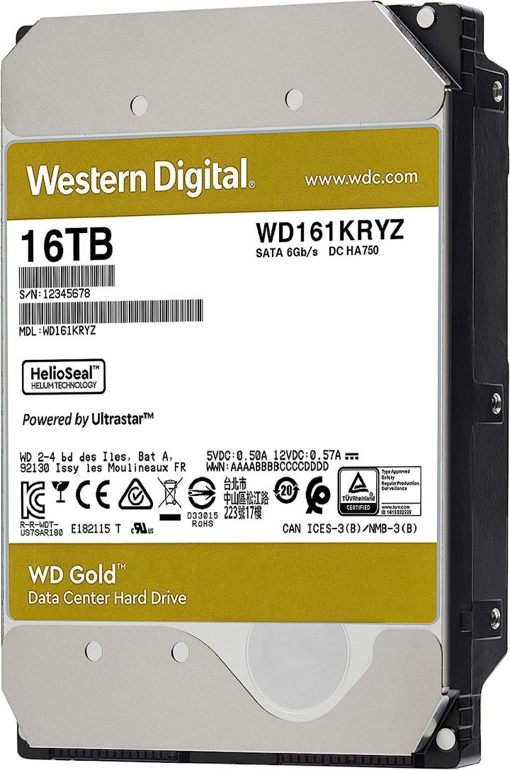 WD | Gold 16TB Enterprise Class Hard Disk Drive - 7200 RPM Class SATA 6Gb/s 512MB Cache 3.5 Inch - WD161KRYZ