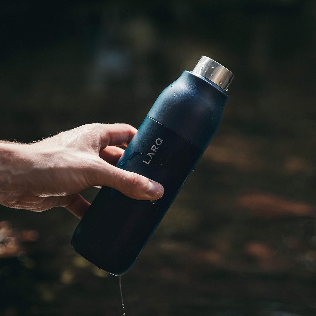 Larq | PureVis 500ml (17 oz.) Insulated Stainless Steel Water Bottle with Self-Cleaning Mode - Monaco Blue | BDMB050A