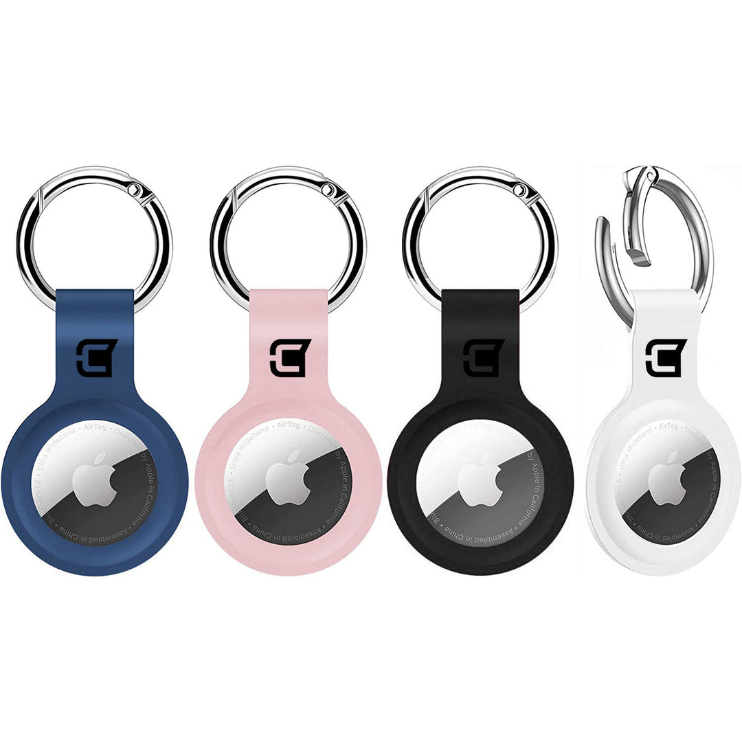 Caseco | Apple AirTag Silicone Case, Protective Cover (4-Pack) with Keychain | C1055-04