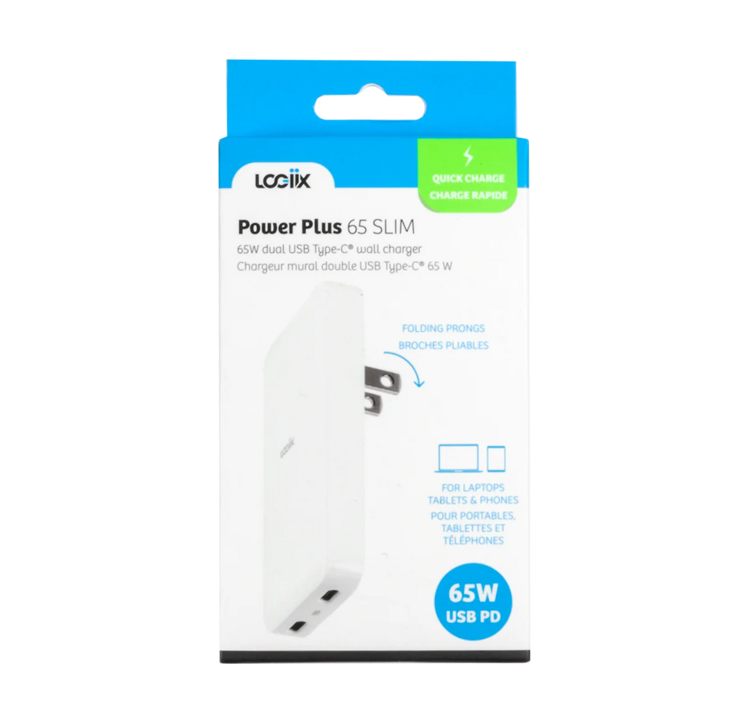//// LOGiiX | Power Plus Slim Duo - Wall Charger 65W - White | LGX-13659
