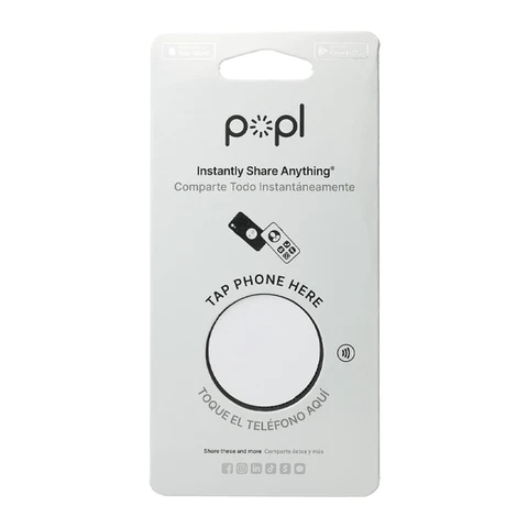 Popl | Digital Business Card - Phone Tag - Flat Circle - White | FLT-WHT