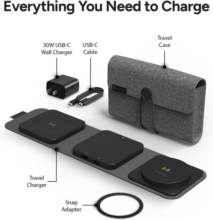 Mophie | 15W 3-in-1 MagSafe Travel Charger - Black | 401311383
