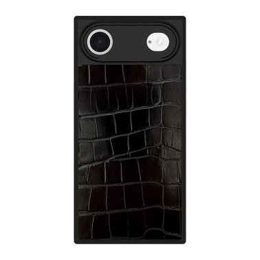 FLAUNT | Square Faux Leather MagSafe iPhone 17 Air Case - Black Crocodile | FT057510
