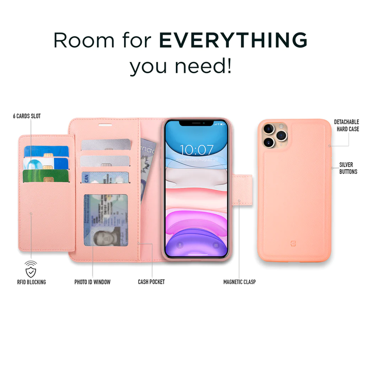 Caseco | iPhone 11 Pro Max - Sunset Blvd 2-in-1 RFID Blocking Folio Case - Pink | C3509-05