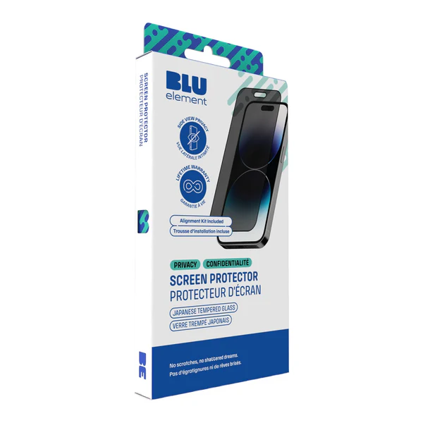 Blu Element | Privacy Tempered Glass Screen Protector w/Installation Kit iPhone 16 Pro Max | 118-2808
