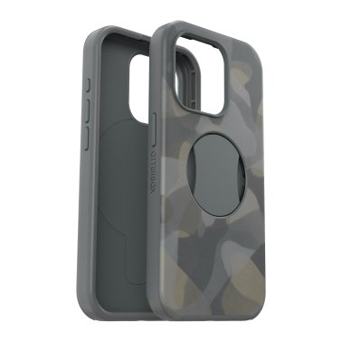 Otterbox  |  OtterGrip Symmetry w/ MagSafe Series Case for iPhone 15 Pro - Grey (Iron Camo) | 15-11544