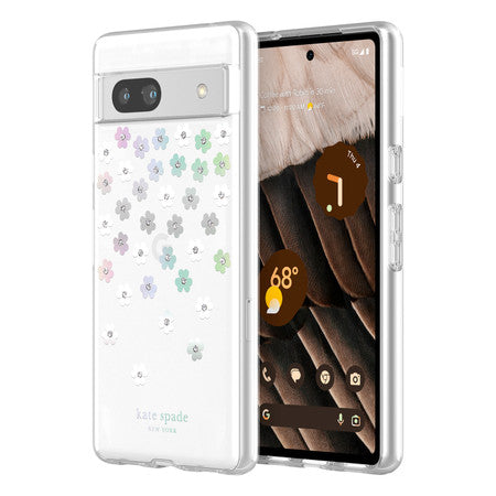 //// Kate Spade NY | Google Pixel 7a - Protective Hardshell Case - Scattered Flowers Iridescent | 120-6885