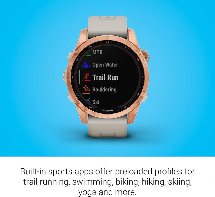 Garmin | Fenix 7S Multisport GPS Watch Rose Gold with Light Sand Band (Small) - Solar Edition | 010-02539-10