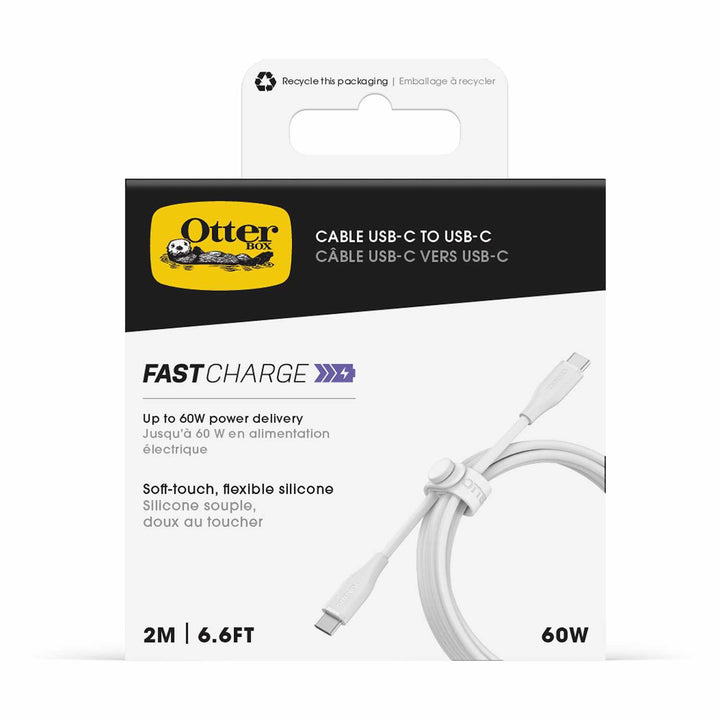 OtterBox | Silicone Cable USB-C to USB-C 6ft 60W - White | 77-000788
