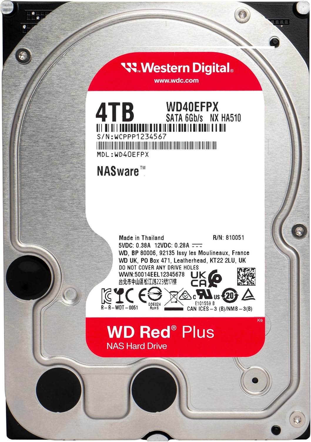 Western Digital | Red Plus Internal NAS HDD 3.5 - 4 TB - SATA - 180MBps - 5400RPM - 128MB | WD40EFZZ