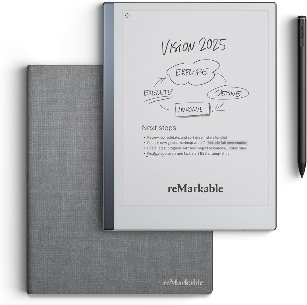 reMarkable | Paper Tablet with Marker Plus Pen 2 10.3" 8GB & Poly Folio Case - Black | RM114