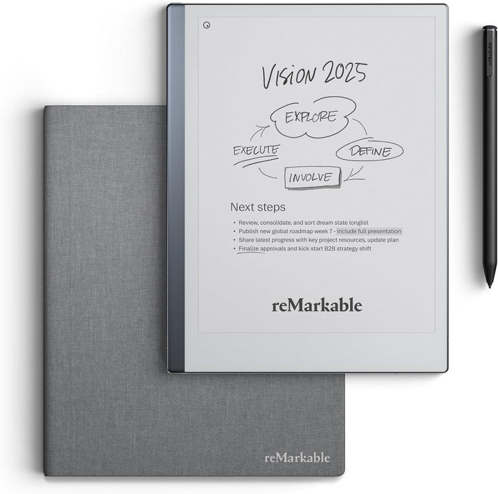 reMarkable | Paper Tablet with Marker Plus Pen 2 10.3" 8GB & Poly Folio Case - Black | RM114