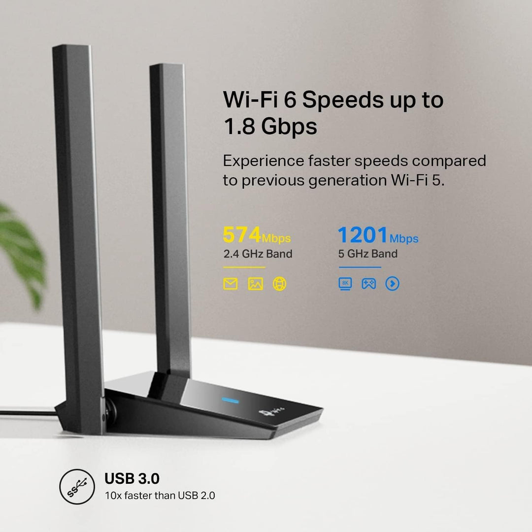 TP-Link | High Gain Dual Band WI-FI 6.0 USB Adapter AX1800  | ARCHER TX20U PLUS