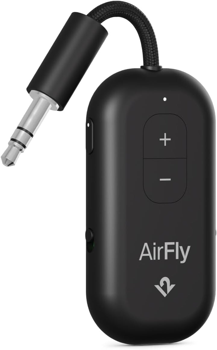 Twelve South | AirFly Pro 2 Bluetooth Adapter for Airplane Pair 2 AirPods or Wireless Headphones - Black | TS-12-2511