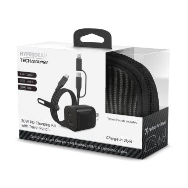 HyperGear | Charging Kit with Travel Pouch USB-C PD 30W - Carbon Fibre | 16290